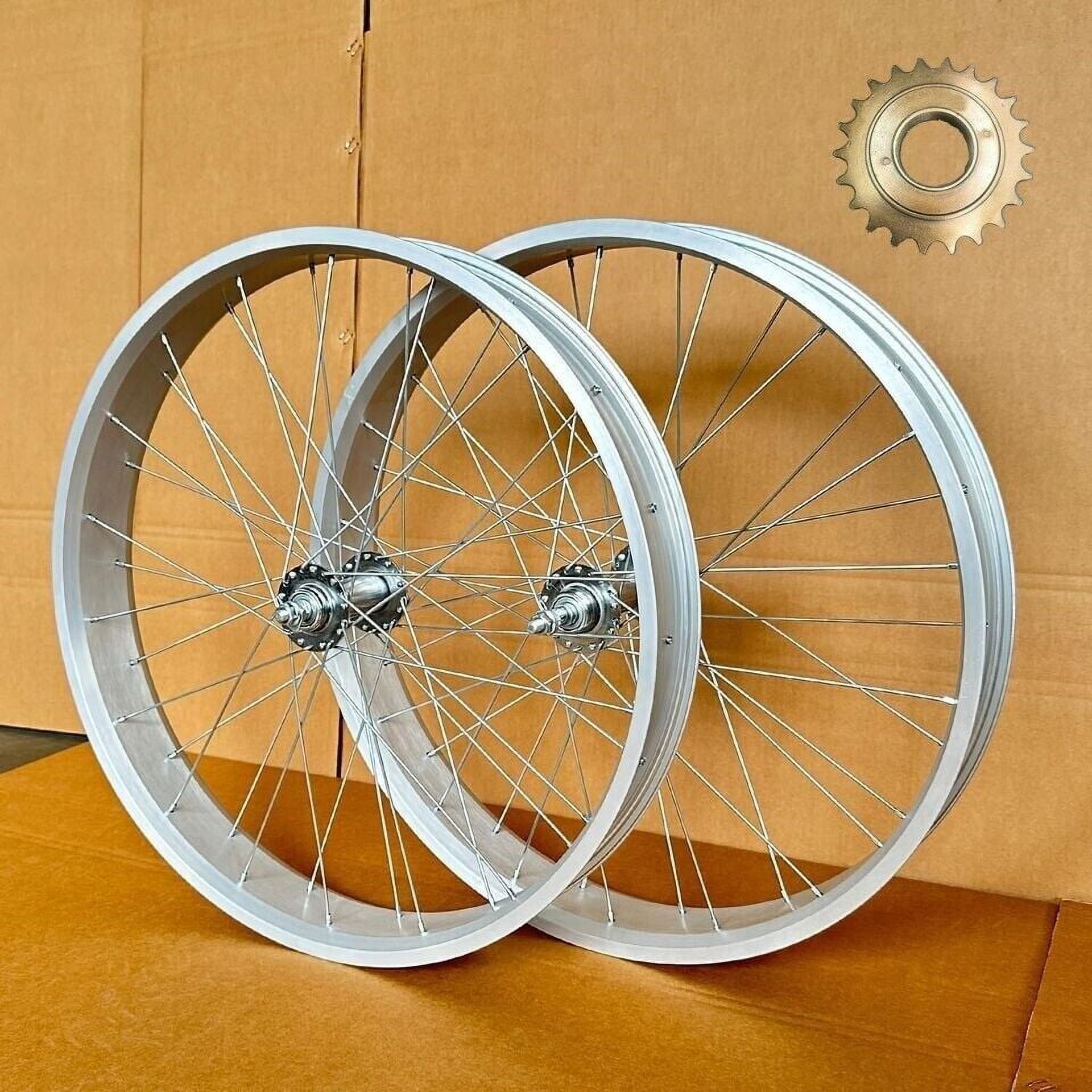 CDHPOWER 26" x 4'' Front and Rear Bike Wheel Set, Silver