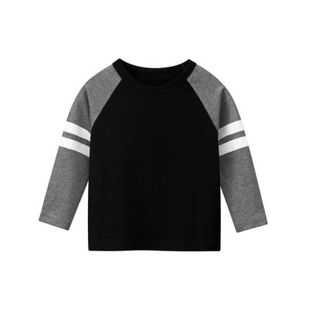 

Yubatuo Children s Long Sleeve T-shirt Round Neck Solid Color Advertising Shirt Baby Boy Clothes Black 110