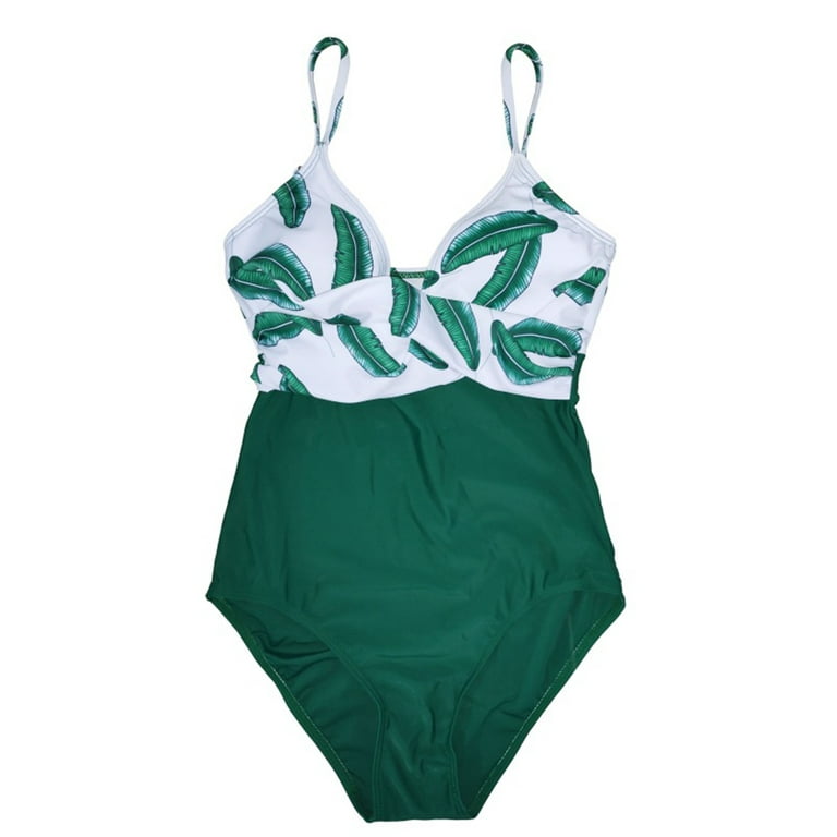 HAWEE Women's Maternity Swimsuit Retro Plum Wrap Front Tankini One-Piece Plus  Size Swimwear S-3XL 
