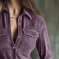 thumbnail image 4 of Dagugfen Womens Denim Shirts Long Sleeve Button down Collared Neck Fashion Shirts for Women Solid Color, 4 of 7