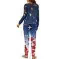 thumbnail image 3 of Yuyamidu Star Pajama Set of 2 Pieces Women's Long Sleeve Sweatshirt & Sweatpants with Pockets Vacation Sport Jogger Longewear Size 2XL Blue Scoop Neck Sleepwear, 3 of 7