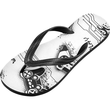 

Gamepad Skateboard Player Flip Flop Casual Non-slip Thong Sandals for Women Men Beach Summer Slippers XS Indoor Outdoor