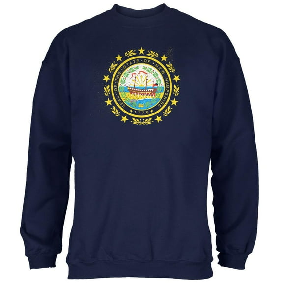 Born and Raised New Hampshire State Flag Mens Sweatshirt Navy MD