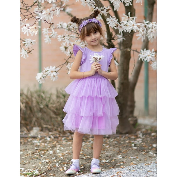 strapless open back dress Beaded Tulle Princess Dress with Sweetheart Illusion Neckline for Girls | Purple / 2-3 Years (100cm) main image 1