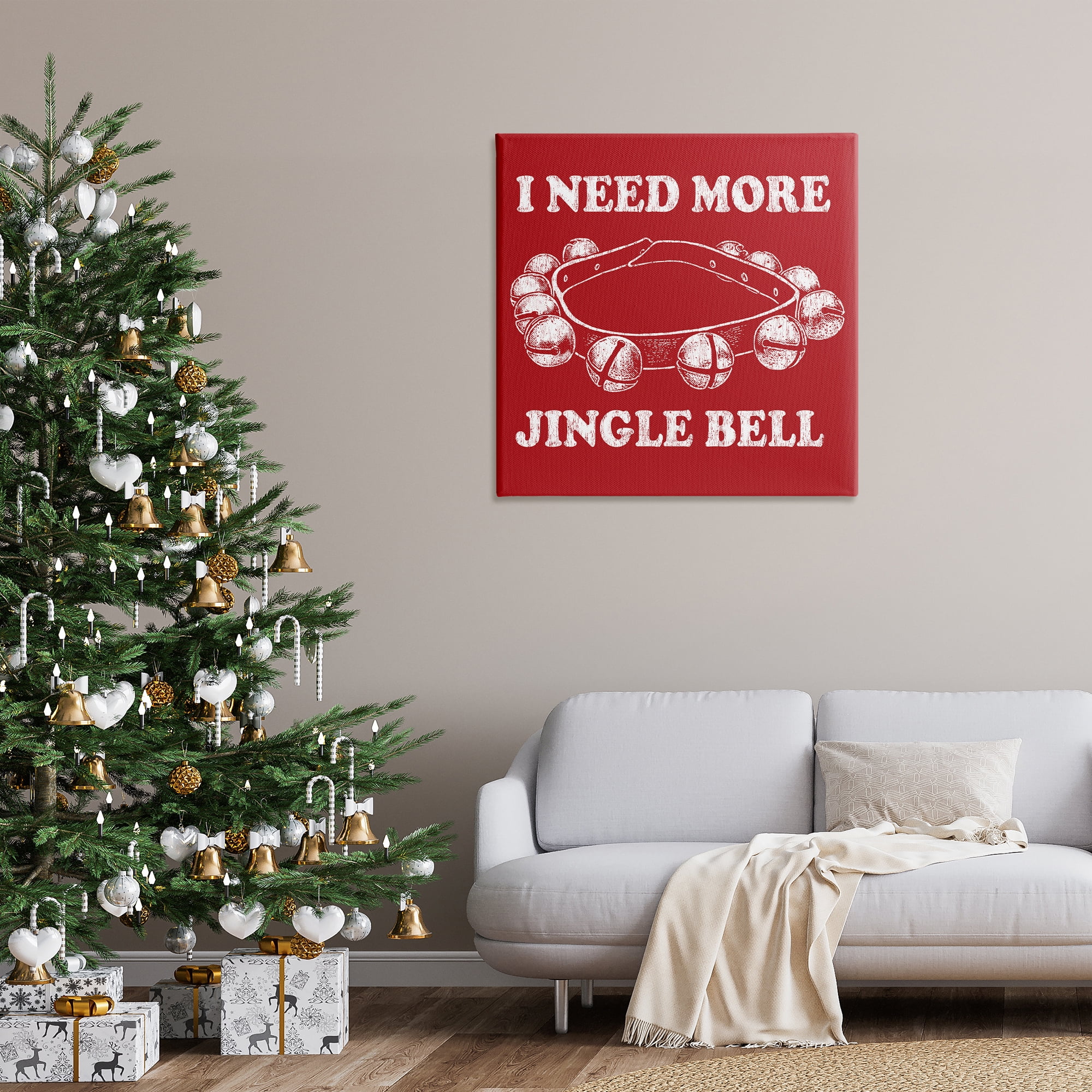 Stupell Industries Need More Jingle Bell Holiday Painting Gallery Wrapped Canvas Art Prints Wall Art, 36 x 36