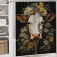 thumbnail image 5 of Farmhouse Highland Cow Funny Cattle And Flower 4 Piece Shower Curtain Sets, Non-Slip Rugs, Toilet Lid Cover And Bath Mat, for Bathroom Decor Set, 72" X 72", 5 of 8
