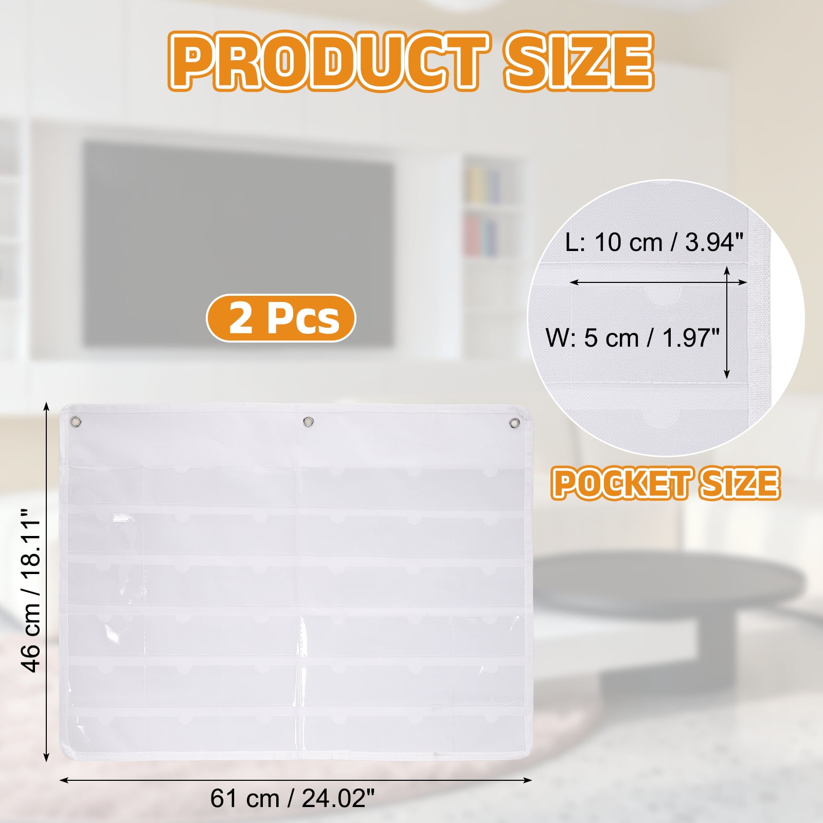 Uxcell 2 Pcs 2" x 4" Index Card Holder Sleeve, 36 Card Slots Organizer Sleeve for Office Home Organization, White