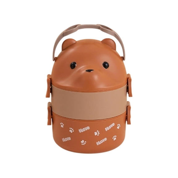HOARBOEG Bear Lunch Box, Double Layer Bento Box with Handle, Microwave Safe Food Container, Large Capacity Lunch Box for Office, Teens, Adults, and Picnic
