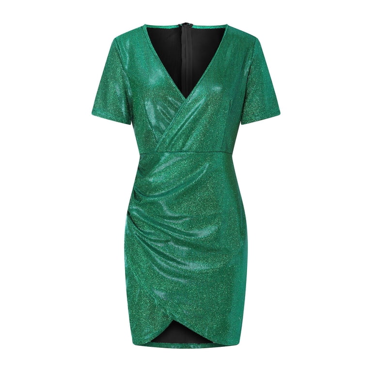 Ashirexll Womens Dress Fashion Sexy V-neck Hip Irregular Short-sleeved Sequin Skirts for Women Green Dress - Walmart.com Ashirexll Womens Dress Fashion Sexy V-neck Hip Irregular Short-sleeved Sequin Skirts for Women Green Dress - Walmart.com