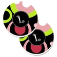 thumbnail image 1 of CoolCookware Ensemble de 2 Porte-Gobelets sous-Verre de Voiture - Lettre L Monogramme Rétro en Noir, 1 of 1