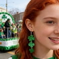 thumbnail image 6 of weibbin St. Patrick's Day Green Four-Leaf Acrylic Earrings, Irish Holiday Jewelry for Women, 6 of 9