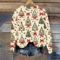 thumbnail image 4 of Christmas Holiday Tops Womens Crewneck Pullover Graphic Sweatshirt Printed Long Sleeve Plus Size Festive Clothes (4XL, Beige 01), 4 of 6