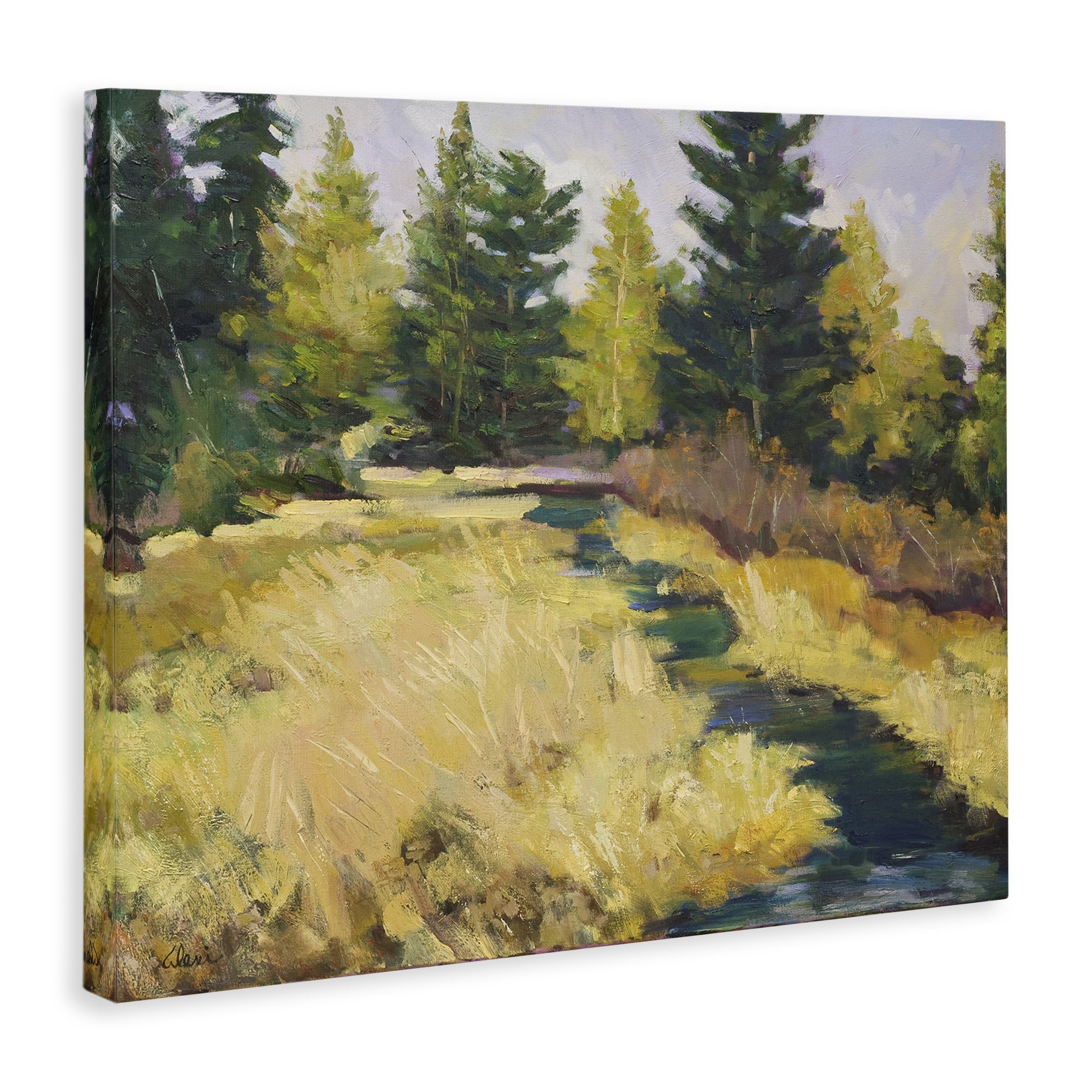 Stupell Industries Mammoth Creek Landscape Landscape & Nature Painting Wrapped Canvas Art Print Wall Art, 30 x 24