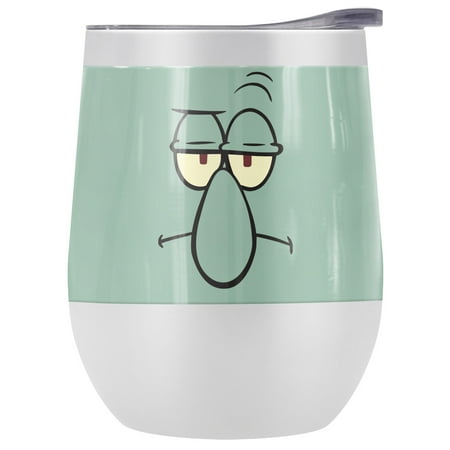 

Spongebob Official Squidward Angry Face 12 oz Stemless Tumbler Stainless Steel Travel Cup|Lake Tumbler|Insulated with Leak Resistant Slide-Lock Lid
