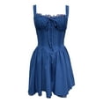 thumbnail image 1 of Vestido liso con lazo francés para mujer: falda clásica, adorable y elegante para el día a día, el trabajo o salir por la noche, tallas S-XL, 1 of 7