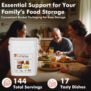 NuManna Family Pack Emergency Food Bucket – 144 Servings | 1-Month Family Survival Meal Kit | Non-GMO Freeze-Dried Food with 25+ Year Shelf Life | Resealable Pouches | Made in USA