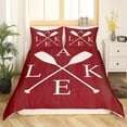 thumbnail image 2 of Lake Paddle Bedding Set Lake Decor Comforter Cover for Adults Women,Farm Style Country Duvet Cover King Lake House Decor for The Home,Lake Life Decor Lake House Gifts,Red White RV Camper Decor, 2 of 6