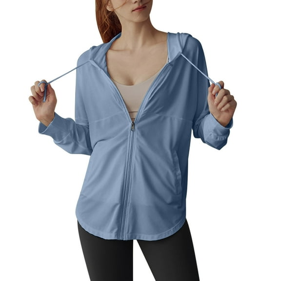 LYEAA Womens Jackets Lightweight Long Sleeve UPF50  Sun Protection Tops Breathable Hooded Jacket Solid Casual Activewear