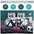 3 Pcs Fitted Sheet Set Halloween Jack And Sally Bedding Set with