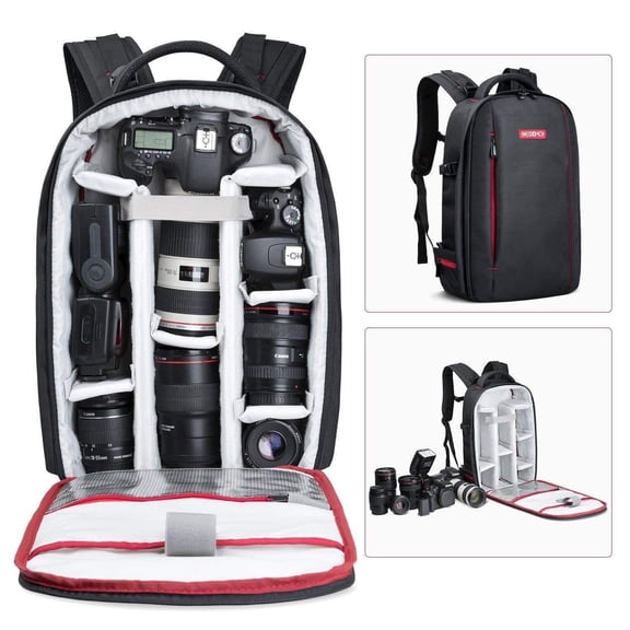 K&F CONCEPT Camera Backpack Bag Waterproof with Tripod Strap for DSLR 13.3" Laptop-44 x 28 x 14 cm