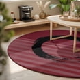thumbnail image 3 of Round Area Rugs 3.3Ft, Red Striped Non-Slip Washable Circle Rugs Carpet, Black Geometric Vintage Stripes Ombre Indoor Outdoor Rug Floor Mats Throw Runner for Bedroom Living Room Bathroom, 3 of 8