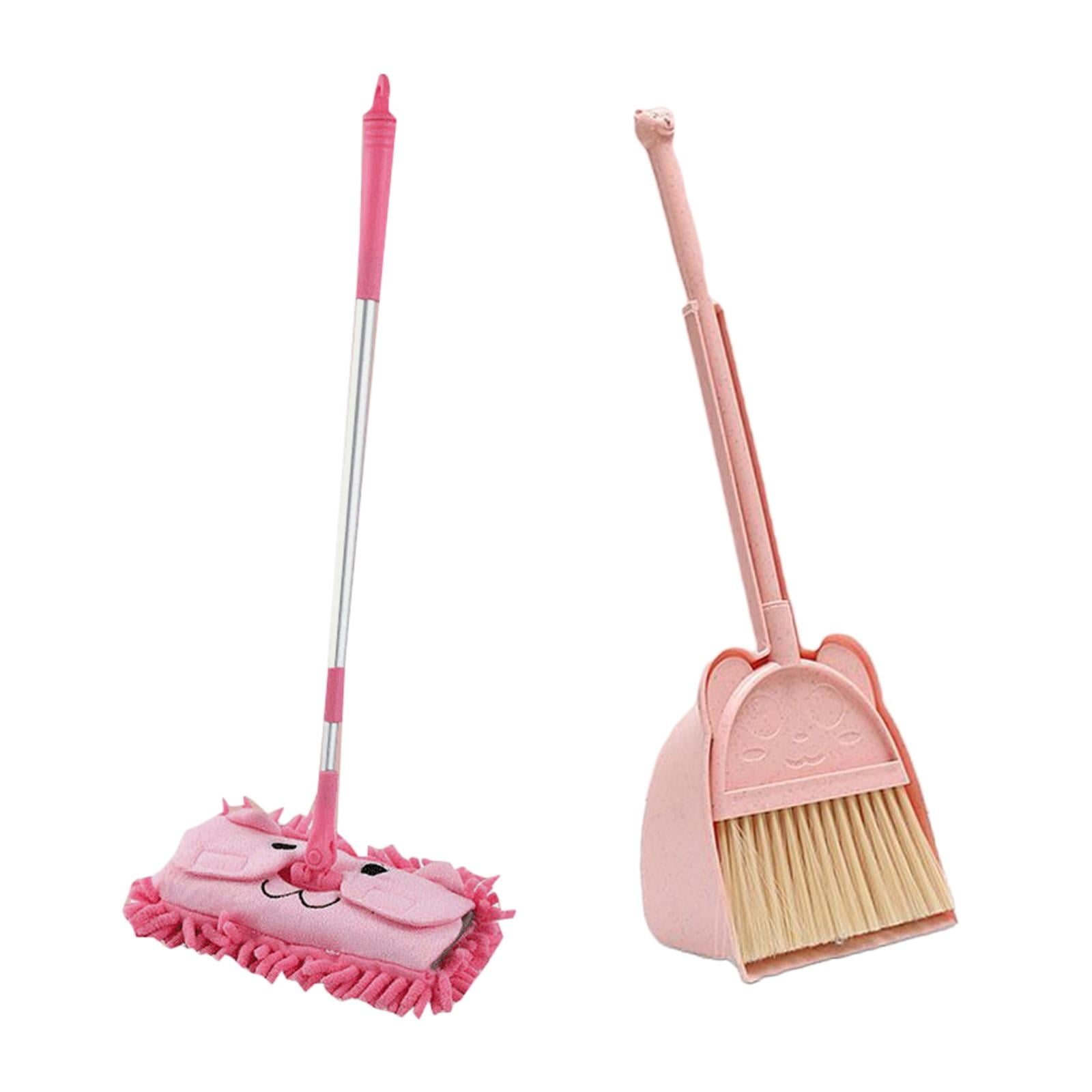 GANAZONO Mini Broom with Dustpan for Kids Pretend Play House Cleaning Toys  Small Broom and Dustpan Set for Office Home Table Desk Pink