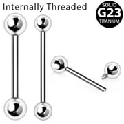 Internally Threaded Titanium Industrial Barbell with Solid Balls