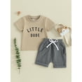 thumbnail image 2 of Suealasg Toddler Boys Summer 2Pcs Outfits Set Clothes 1T 2T 3T Beach Party Shorts Set Kids Boys Short Sleeve Letter Print T-Shirts Tops and Shorts, 2 of 9