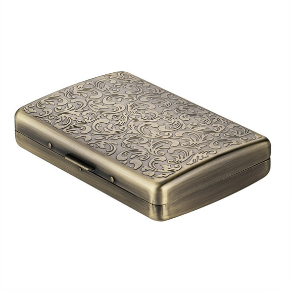 Retro Classic Metal Cigarette Case / Organiser,RFID Credit Card Metal Wallet,Holds 16pcs 100's Cigarettes (W22 Bronze)