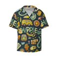thumbnail image 4 of Uemuo Colorful Hippie Pattern Cotton Linen Short Sleeve Shirts,Casual Lightweight Button Down Shirts,Vacation Beach Summer Tops-X-Large, 4 of 7