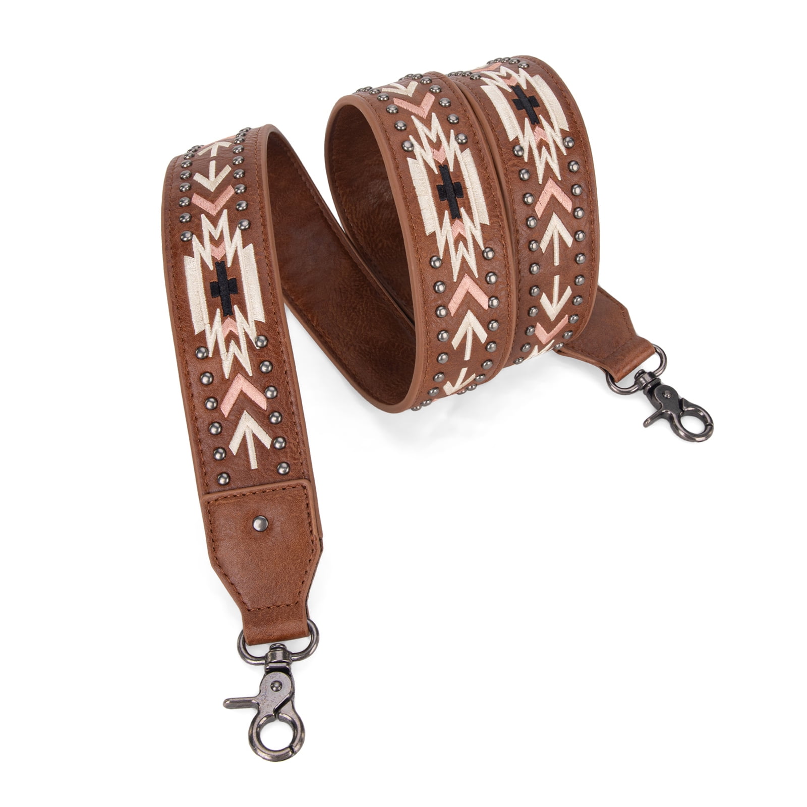 Wrangler Crossbody Bag for Women Boho Aztec Small Multi Pocket Crossover Purse, Coffee