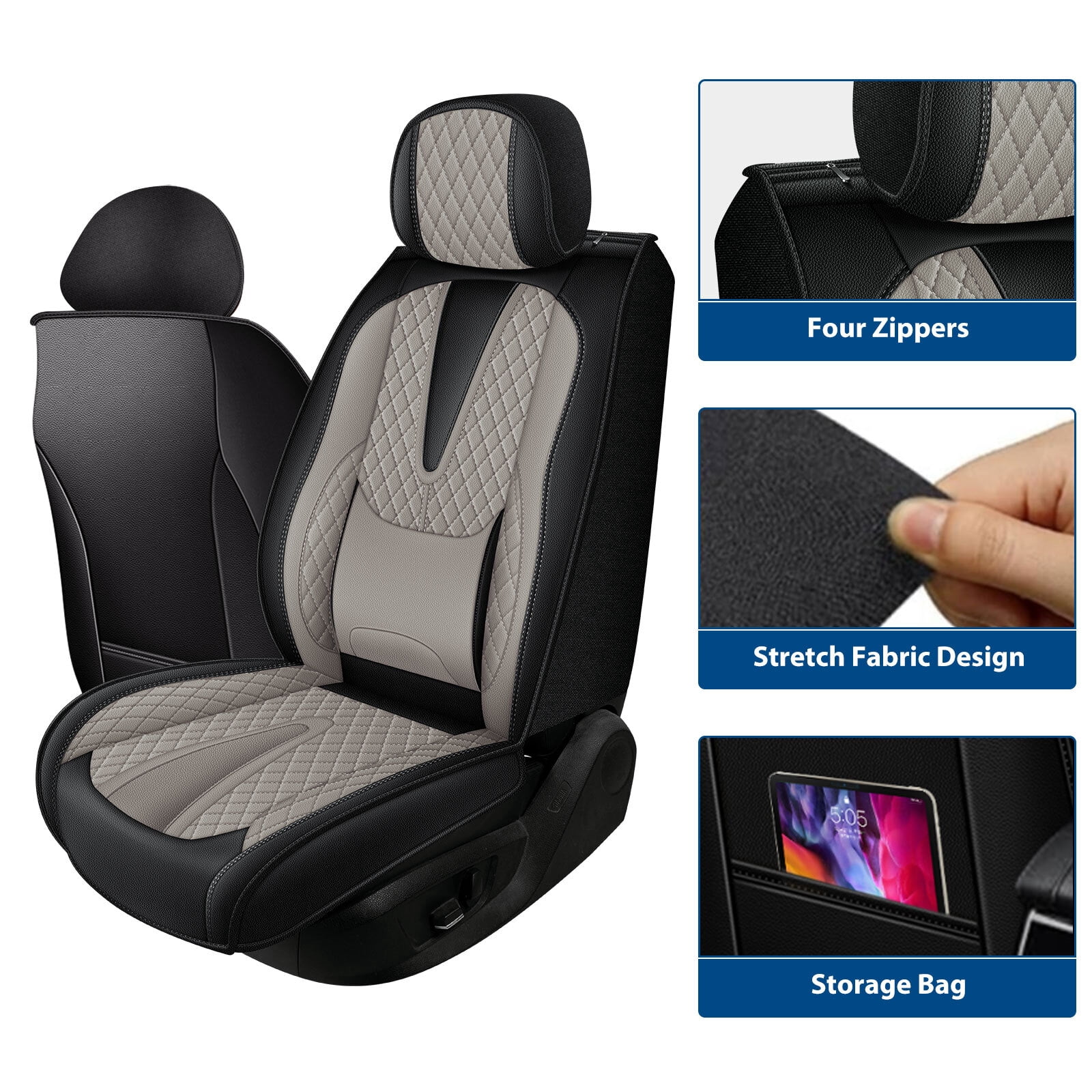 HQBQBUG Car Seat Covers Full Set Custom Fit for Subaru Forester 2014-2024 2025 Full Set Leather Seat Cushion Waterproof Automotive Seat Covers Protector Grey,FullSet(5Seat)