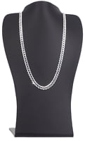 Solid 925 Sterling Silver Italian 7.2mm Flat 24” Curb Chain Necklace Italian Unisex for All Ages