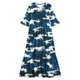 thumbnail image 4 of LJEFF Girls Dress with Pocket, Flowy Tiered Skirt 3/4 sleeves Camouflage Crew Neck Casual Dresses for Kids Blue Size 12 Years, 4 of 7