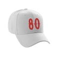 thumbnail image 3 of Daxton Structured Baseball Hat Cap Curved Visor Vintage Custom Number, White Hat, Red Number 80, 3 of 4