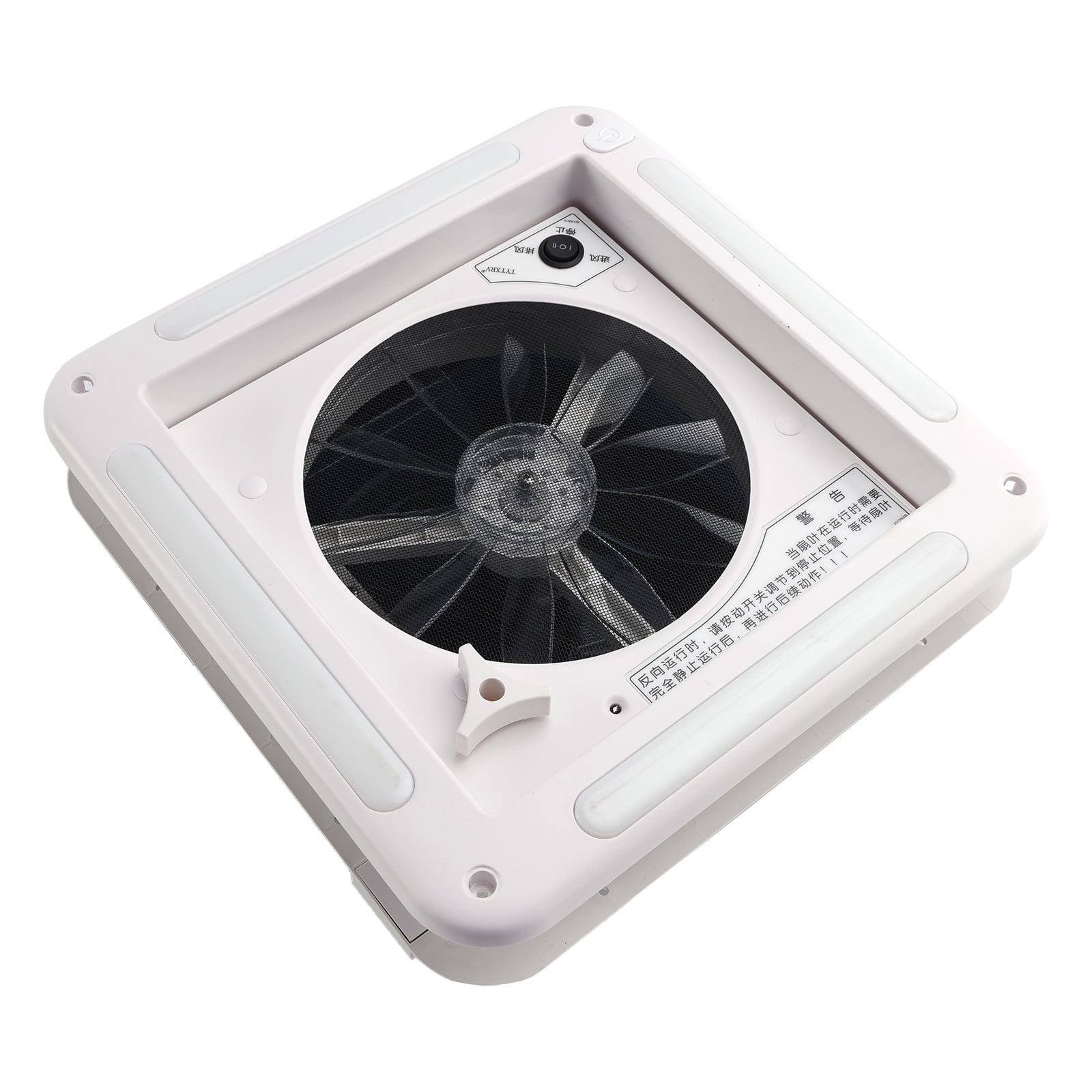 RV Caravan Roof Vent Forward & Reverse Motor RV Fan 12V Skylight W/LED Light