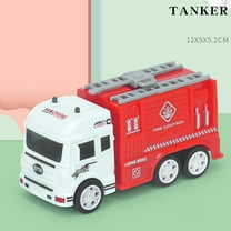 Fire Engineering Trucks Toy Set for Kids & Toddlers - 10-Piece Plastic Inertial Vehicles Including Cement, Excavator, Crane & More - Fine Motor Skills Development - Sandpit Group Play (5x2x2.3 Inch)