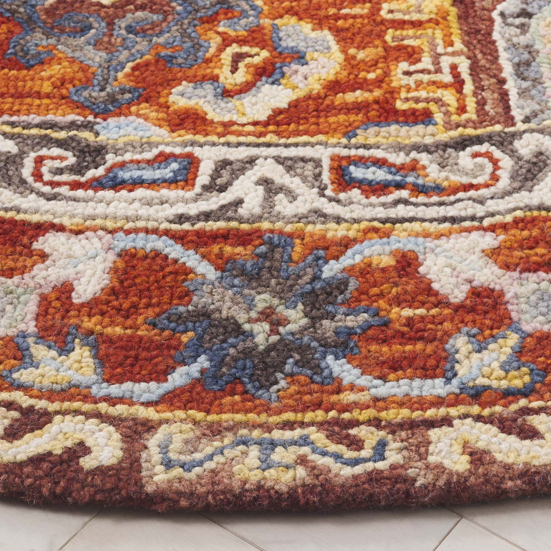 SAFAVIEH Aspen Joandra Oriental Area Rug, Rust/Ivory, 7' x 7' Round