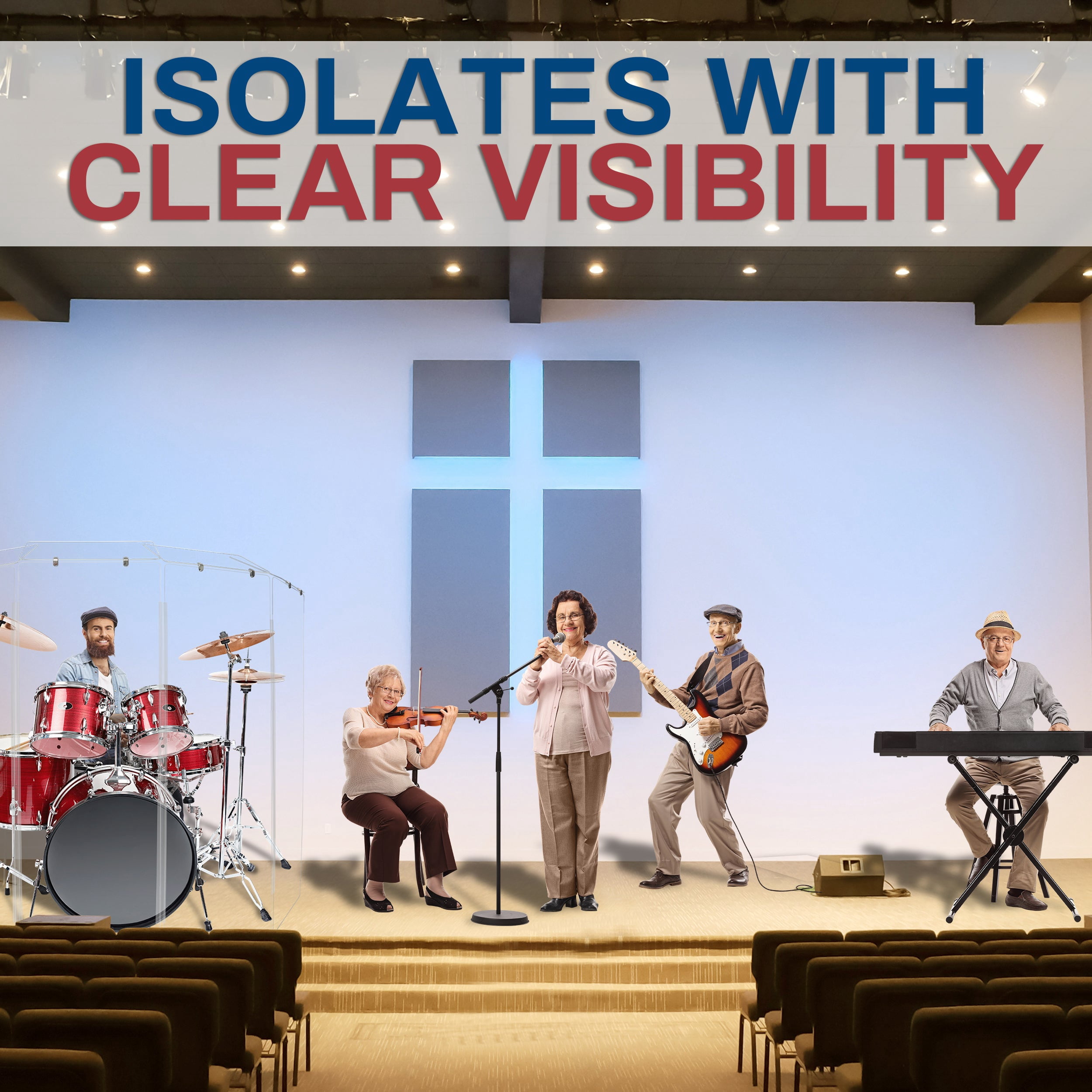 PENNZONI Drum Shield, 4 Panels & Deflectors w/ Living Hinges, 6 ft Clear Acrylic Panels