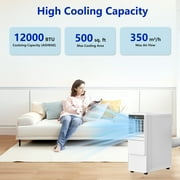 Lcxmtv 12000 BTU Ashare Portable Air Conditioner for Room up to 500 Sq. ft, 3-in-1 Portable AC Unit with Cool, Dehumidifier & Fan, Backlit Remote, 24H Timer, Auto & Sleep Mode
