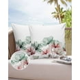 thumbnail image 6 of Pack of 2 Outdoor Pillow Covers, Green Watercolor Flower Texture Printing Waterproof Square Throw Pillowcase Cushion Decorative Pillow Covers for Couch Patio Tent, 26x26 in, 6 of 6