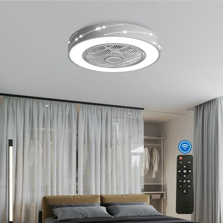 Acrylic Enclosed Ceiling Fan Light Invisible Blades Fan Lamp Modern Round Lighting Fixture