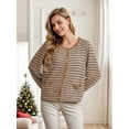 thumbnail image 5 of Cueply Women's Cardigan Sweater Long Sleeve Striped Button Knit Jackets Coats Outwear with Pockets, 5 of 7