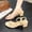 #0093-Beige, variant on Women's Rhinestone Block Heel Sandals, Open Toe Round Toe Slides with Sparkly Crystal Accents, Adjustable Ankle Strap Dressy Shoes, Versatile Summer Party Footwear Gift