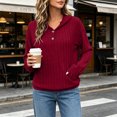 thumbnail image 2 of LEAVINGSUO Fall Tops for Women 2026 Casual Long Sleeve Button Thin Version With Pockets Hooded Collar Coat Wine M, 2 of 9