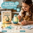 thumbnail image 4 of DIY Sea Glass Art Kit, Light Up Craft Kit with Sea Glass, Shells & Pearl Accents, Coastal Ocean Inspired Mosaic Art Decoration, Creative Handmade Gift for Adults (Penguin), 4 of 7