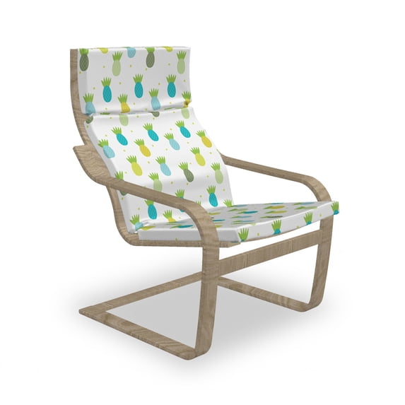 Pineapple Armchair Pad and Slipcover, Funny Summer Themed Pattern of Cartoon Tropical Fruit and Polka Dots, 1 Piece Soft Cushion Replacement with Removable Cover, Lime Green Multicolor, by Ambesonne