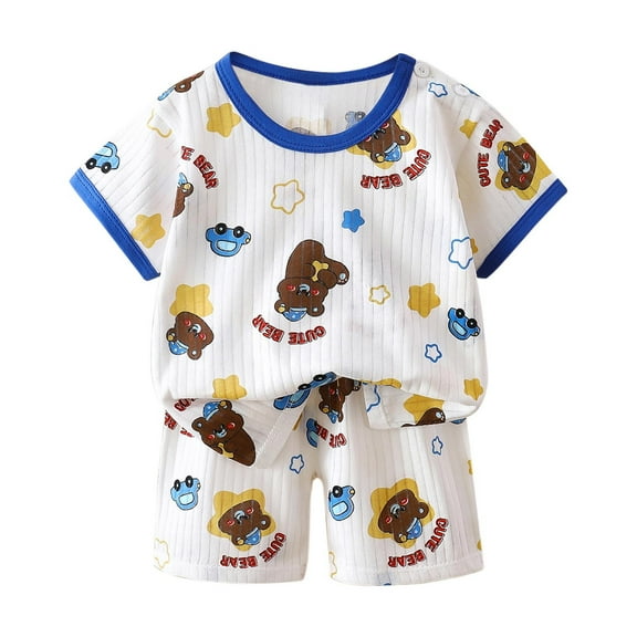 Hrsba Kids Summer 2 Piece Outfits Sets,Toddler Casual Short Sleeve Shorts Casual Summer Clothing Two Piece Set,Toddler Summer Short Sleeve Round-Neck Blouses & Shirts Sets