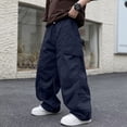 thumbnail image 2 of SJLDQY Boys Cargo Pants Elastic Waist Straight leg Baggy Pants Casual Streetwear Loose Trousers with Pockets, 2 of 5