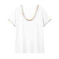 thumbnail image 4 of cocolona Summer Tops for Women Crew Neck Short Sleeve Patchwork T-Shirts Base Tees Casual Trendy Blouses, 4 of 4